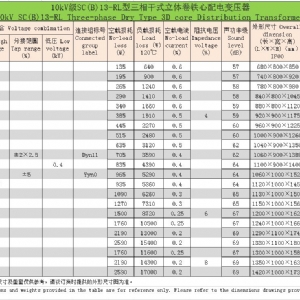 環氧樹脂澆注立體卷鐵心三相干式配電變壓器